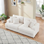 79.3 Corduroy 3-seater Sofa with Toss Pillows and Spring Cushion