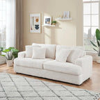 79.3 Corduroy 3-seater Sofa with Toss Pillows and Spring Cushion