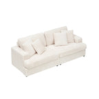 79.3 Corduroy 3-seater Sofa with Toss Pillows and Spring Cushion