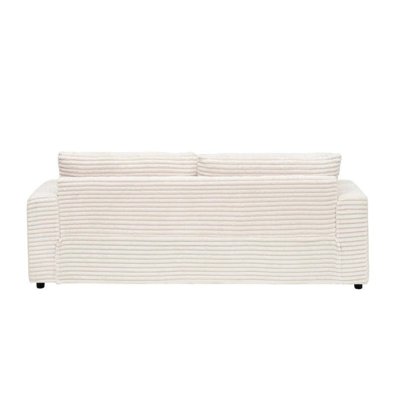 79.3 Corduroy 3-seater Sofa with Toss Pillows and Spring Cushion