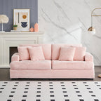 79.3 Corduroy 3-seater Sofa with Toss Pillows and Spring Cushion