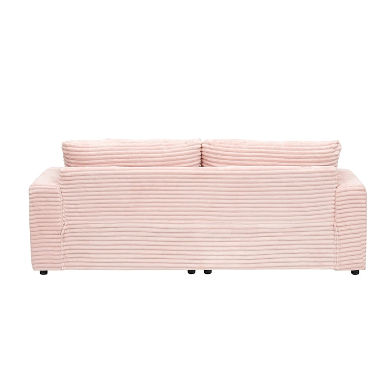 79.3 Corduroy 3-seater Sofa with Toss Pillows and Spring Cushion