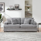 79.3 Corduroy 3-seater Sofa with Toss Pillows and Spring Cushion