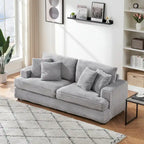 79.3 Corduroy 3-seater Sofa with Toss Pillows and Spring Cushion