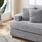 79.3 Corduroy 3-seater Sofa with Toss Pillows and Spring Cushion