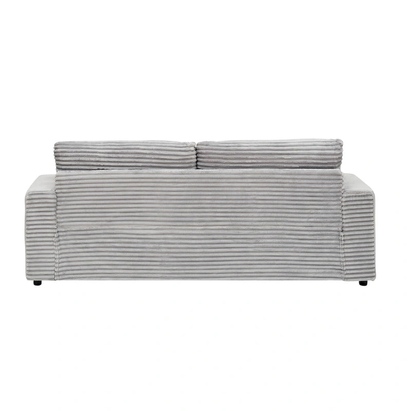 79.3 Corduroy 3-seater Sofa with Toss Pillows and Spring Cushion