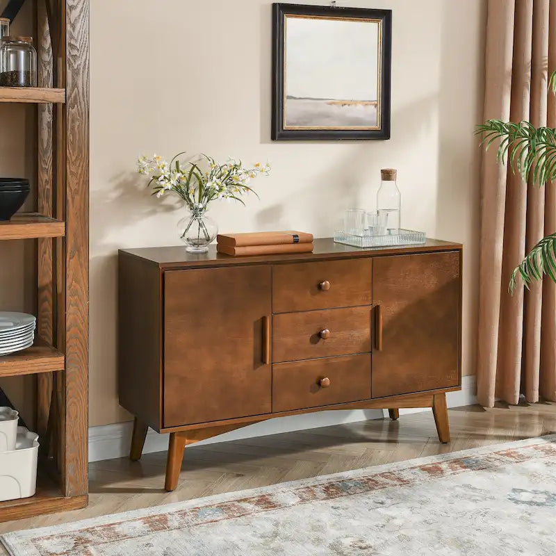 47.3 Mid Century Modern Sideboard Buffet Cabinet with Storage,Storage Cabinet with 2 Doors and 3 Drawers,Accent Console Table