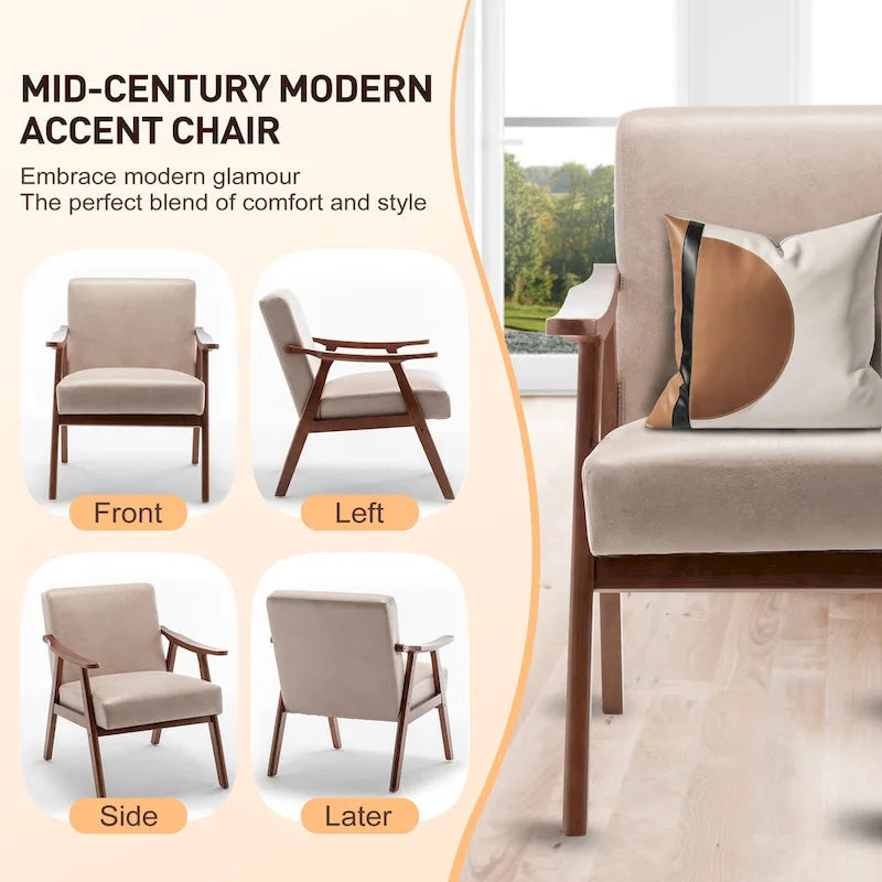 Living Room Chair with Solid Wood