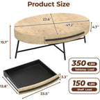 Modern Center Oval Coffee Table with Drawer