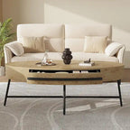 Modern Center Oval Coffee Table with Drawer