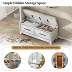 Shoe Bench with Removable Cushion and Hidden Storage for Entryway and Living Room Organization