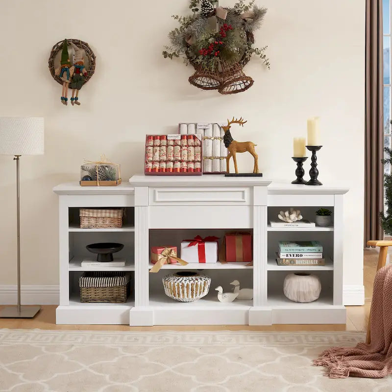 65.75 TV Stand with Large Storage Cabinet and Adjustable Shelves for TVs Up to 65