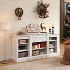 65.75 TV Stand with Large Storage Cabinet and Adjustable Shelves for TVs Up to 65