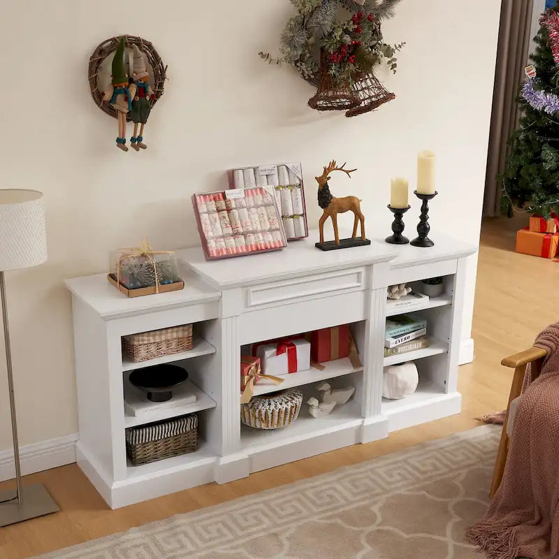 65.75 TV Stand with Large Storage Cabinet and Adjustable Shelves for TVs Up to 65