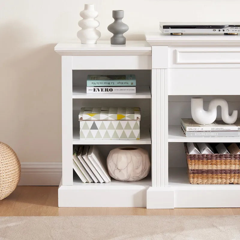 65.75 TV Stand with Large Storage Cabinet and Adjustable Shelves for TVs Up to 65