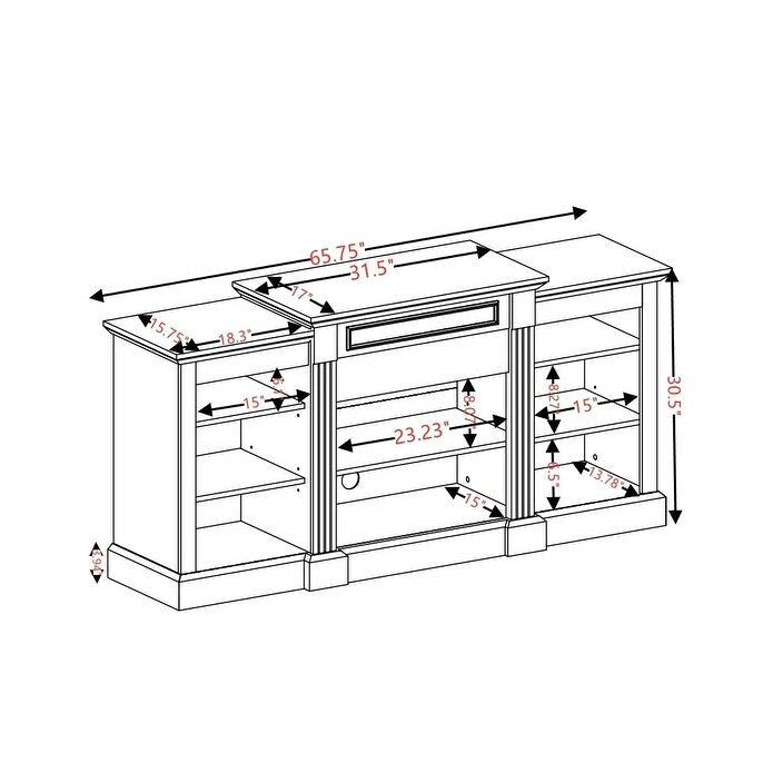 65.75 TV Stand with Large Storage Cabinet and Adjustable Shelves for TVs Up to 65