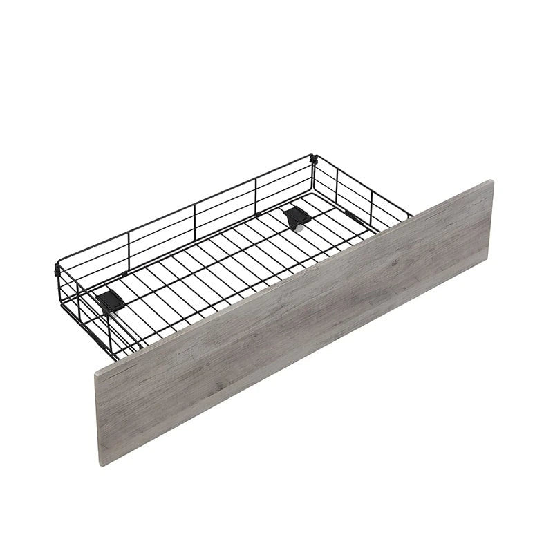 Wood and Metal Charging Platform Bed with Storage Headboard