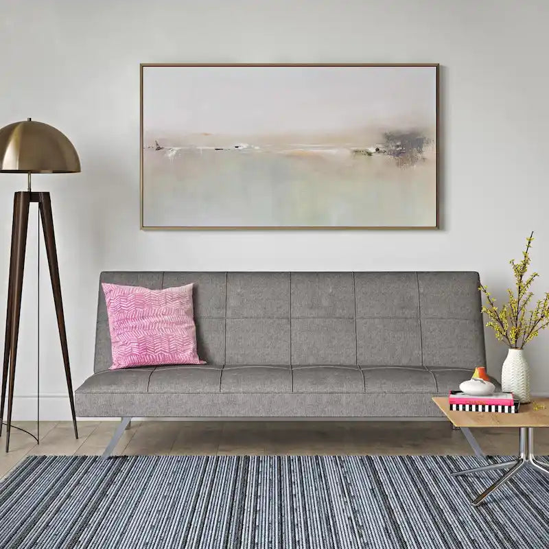 Metal Frame Futon Sofa Bed with Stainless Steel Leg - 32.30 x 68.90 x 29.15