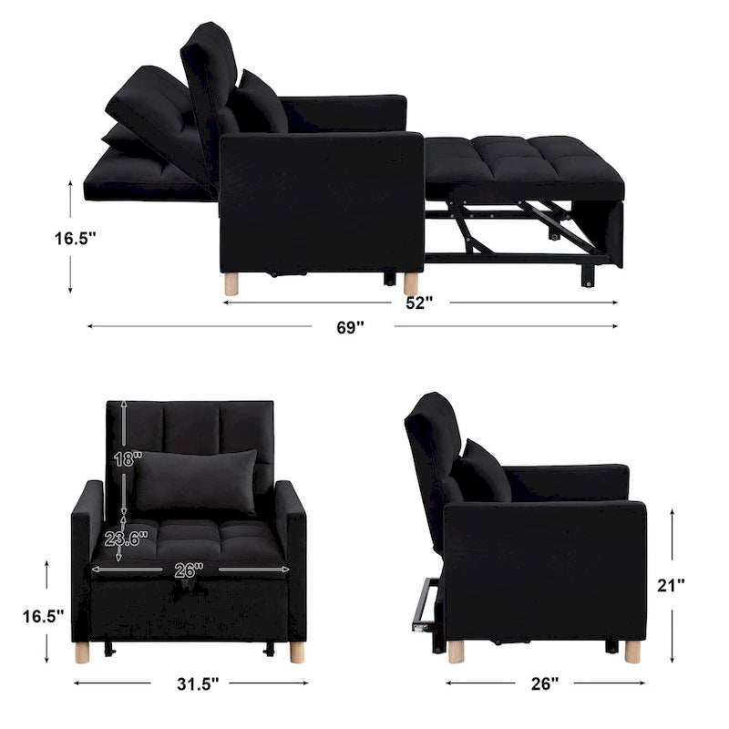 Aukfa Sleeper Chair Bed Convertible Single Sofa Chair with Pillow
