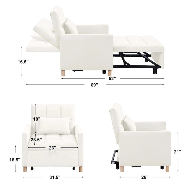 Aukfa Sleeper Chair Bed Convertible Single Sofa Chair with Pillow