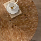 31W Round Coffee Table With Fir Wood Table Top and Metal Frame End Table