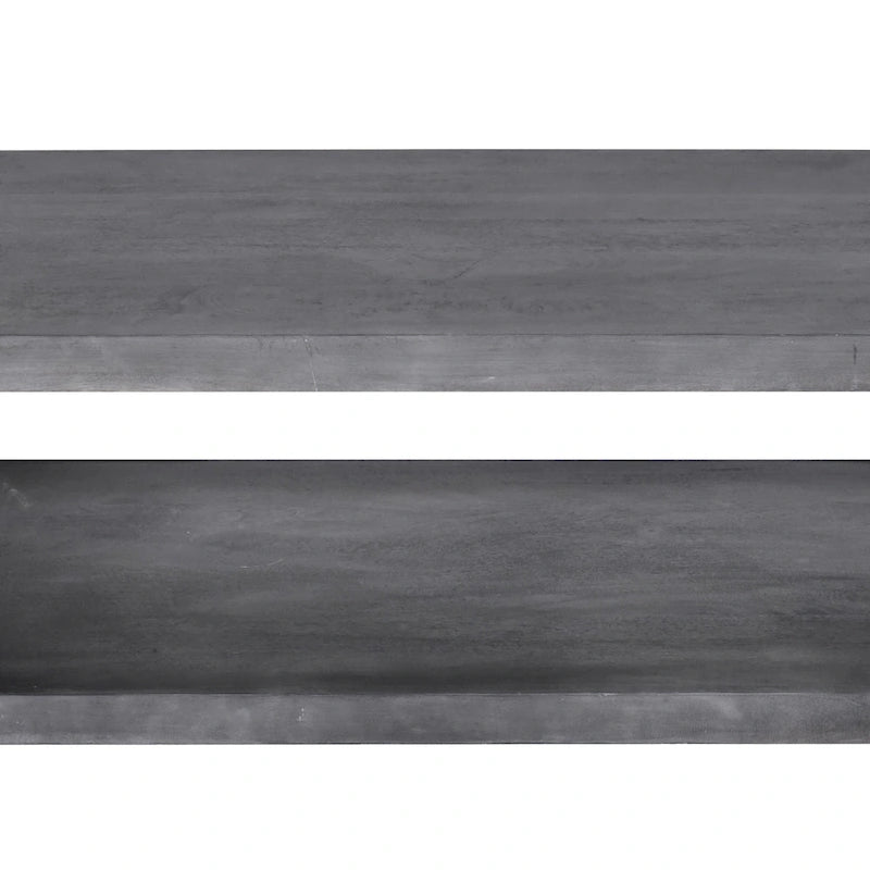 Keli 58 Inch Cube Shaped Wooden Coffee Table with Open Bottom Shelf, Charcoal Gray