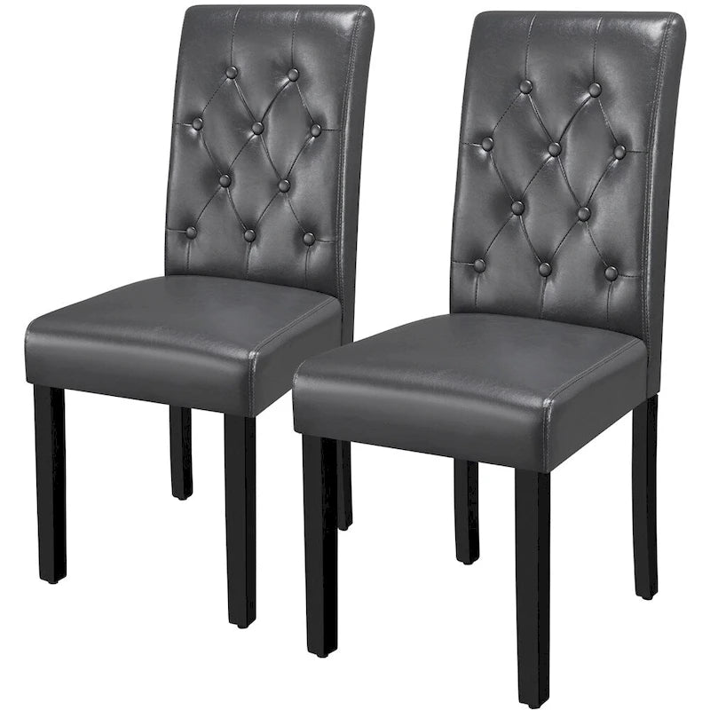 Yaheetech Button Padded Dining Chair with Solid Wood Legs Set of 2 - Set of 2