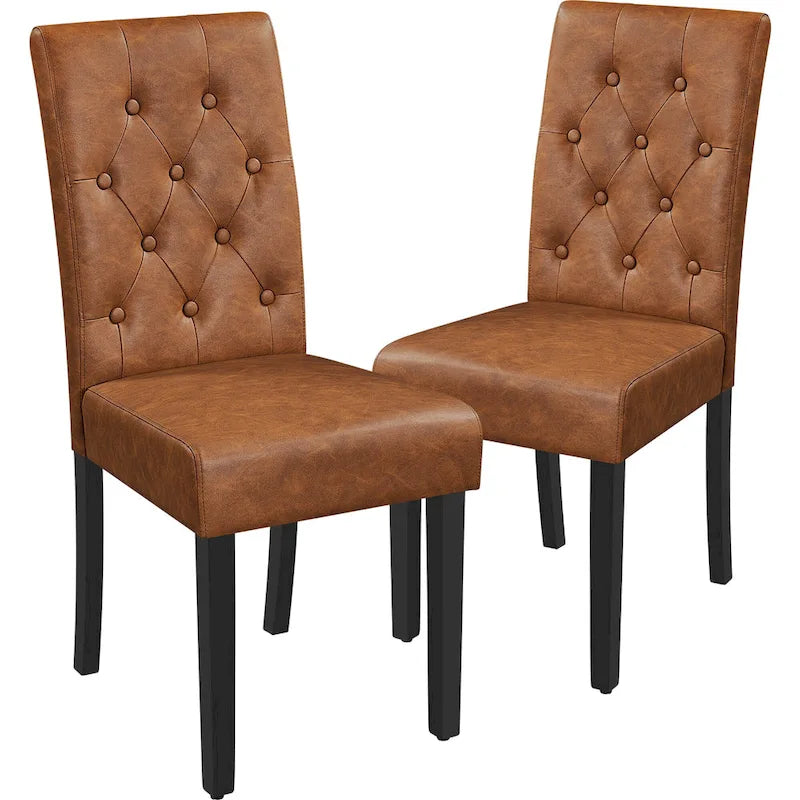 Yaheetech Button Padded Dining Chair with Solid Wood Legs Set of 2 - Set of 2