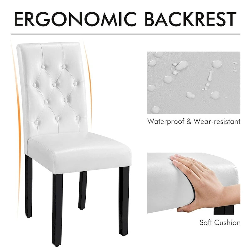 Yaheetech Button Padded Dining Chair with Solid Wood Legs Set of 2 - Set of 2
