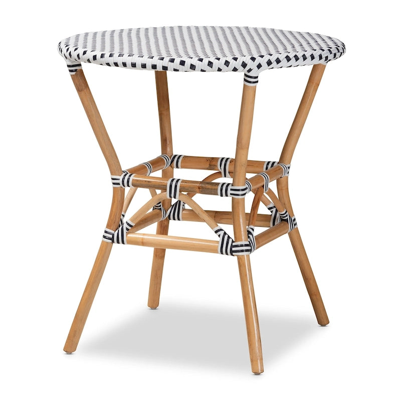 Tavor Classic French Black &White Weaving/ Natural Rattan Indoor and Outdoor Dining Table