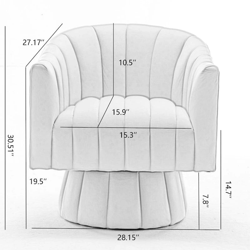 SEYNAR Modern Glam Velvet Upholstered Round Swivel Accent Barrel Chair