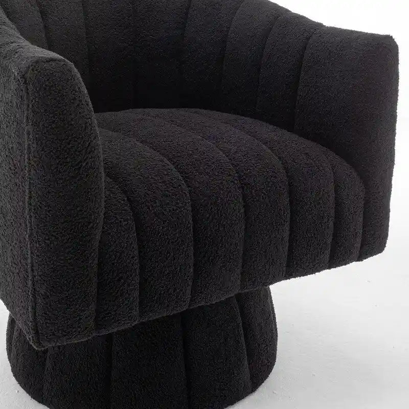 SEYNAR Modern Glam Velvet Upholstered Round Swivel Accent Barrel Chair