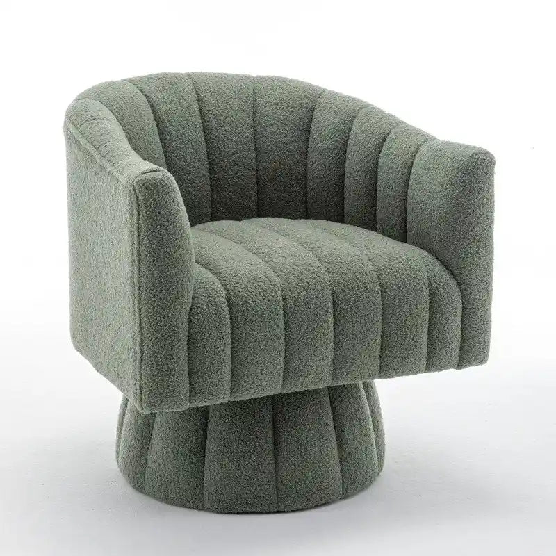 SEYNAR Modern Glam Velvet Upholstered Round Swivel Accent Barrel Chair