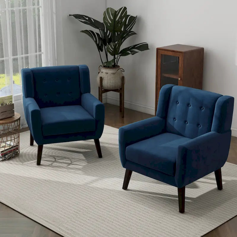 Set of 2 Velvet Living Room Accent Chair Upholstered Armchair