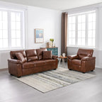 Morden Fort Upholstered Living Room Set, 2 Pieces, Faux Leather Chair, Sofa