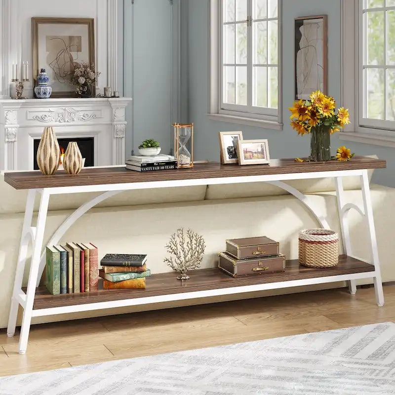 70.8Sofa Tables, 2 Tier Extra Long Console Tables for Entryway