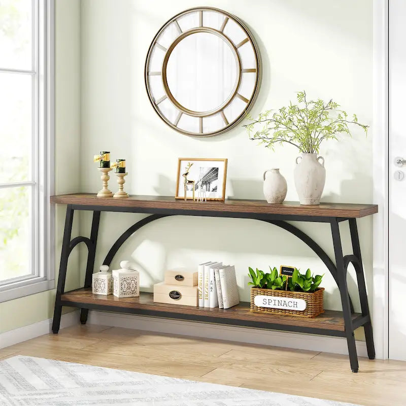 70.8Sofa Tables, 2 Tier Extra Long Console Tables for Entryway