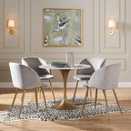 Modern Faux Marble Top Iron Pedestal Dining Table