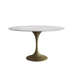Modern Faux Marble Top Iron Pedestal Dining Table