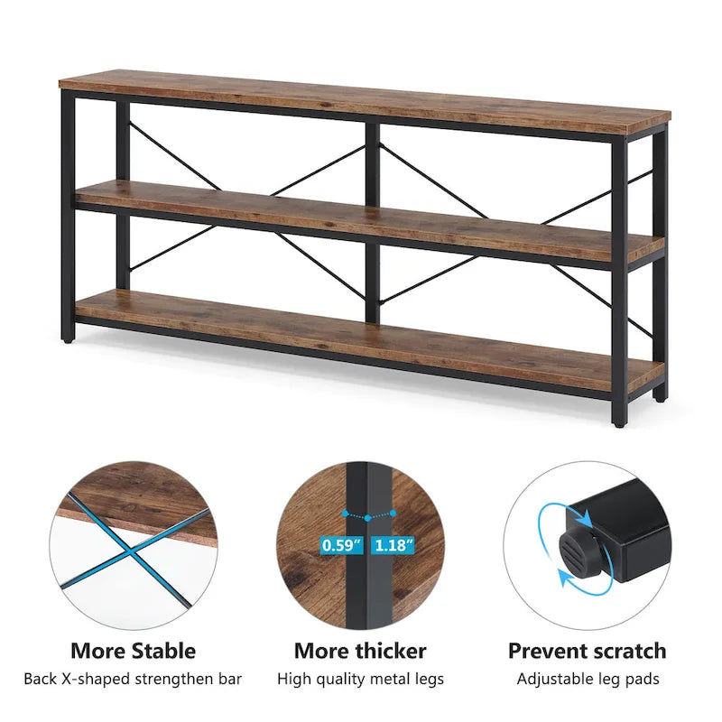 70.8 Inches Console Table 3 Tiers TV Stand Sofa Table