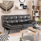 Futon Sofa Bed, Memory Foam Foldable Couch Convertible Loveseat Sleeper Daybed with Adjustable Armrests for Small Space