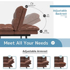 Futon Sofa Bed, Memory Foam Foldable Couch Convertible Loveseat Sleeper Daybed with Adjustable Armrests for Small Space