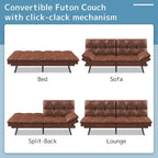 Futon Sofa Bed, Memory Foam Foldable Couch Convertible Loveseat Sleeper Daybed with Adjustable Armrests for Small Space