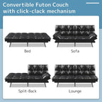 Futon Sofa Bed, Memory Foam Foldable Couch Convertible Loveseat Sleeper Daybed with Adjustable Armrests for Small Space