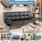Futon Sofa Bed, Memory Foam Foldable Couch Convertible Loveseat Sleeper Daybed with Adjustable Armrests for Small Space