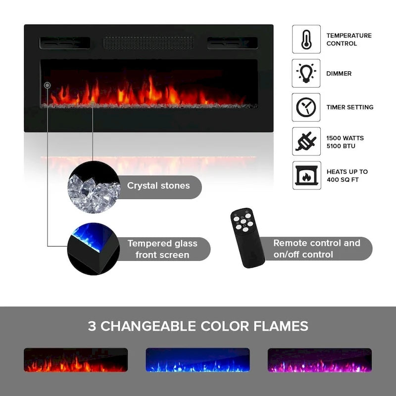Granero BL-EF Electric Fireplace 79 TV Stand