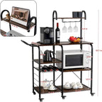 Storage Bar Cart Kitchen Shelf Serving Cart With Wine Rack