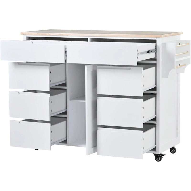 53 in. W Kitchen Island with Countertop and Drawers - N/A