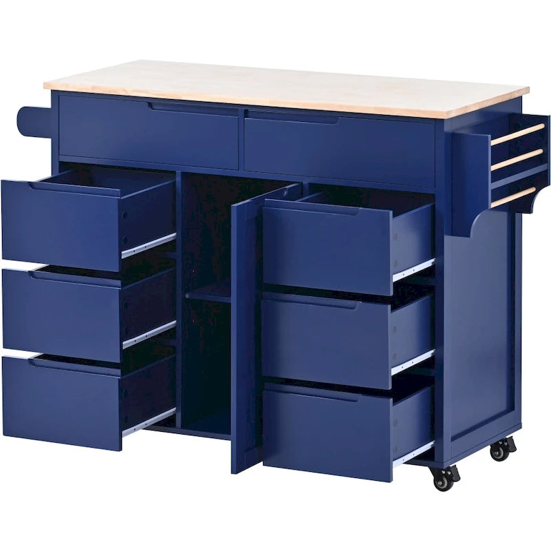 53 in. W Kitchen Island with Countertop and Drawers - N/A