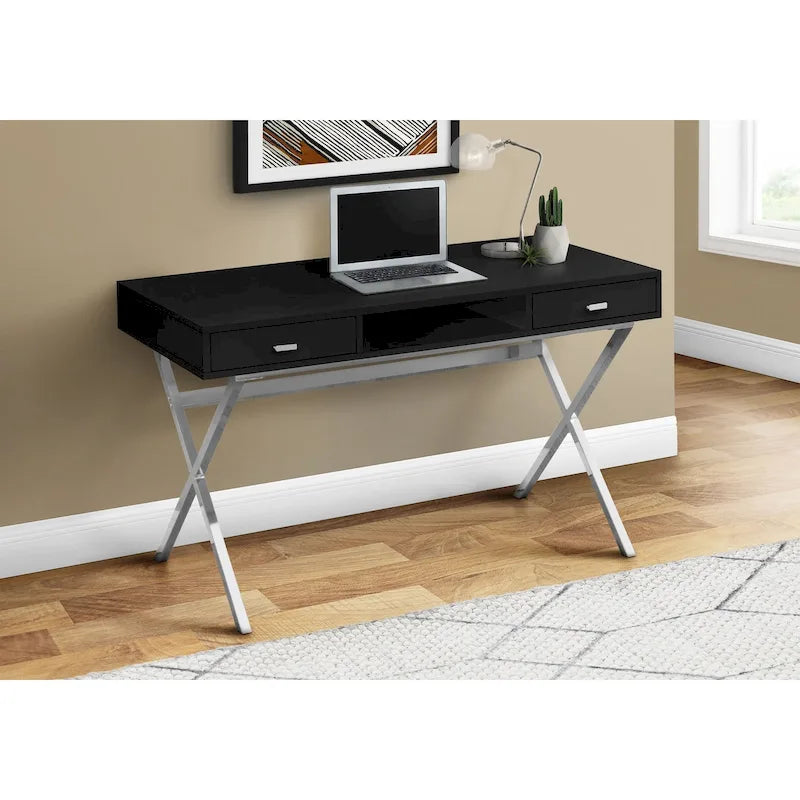Monarch Specialties 48 Desk with Drawers and Open Shelf